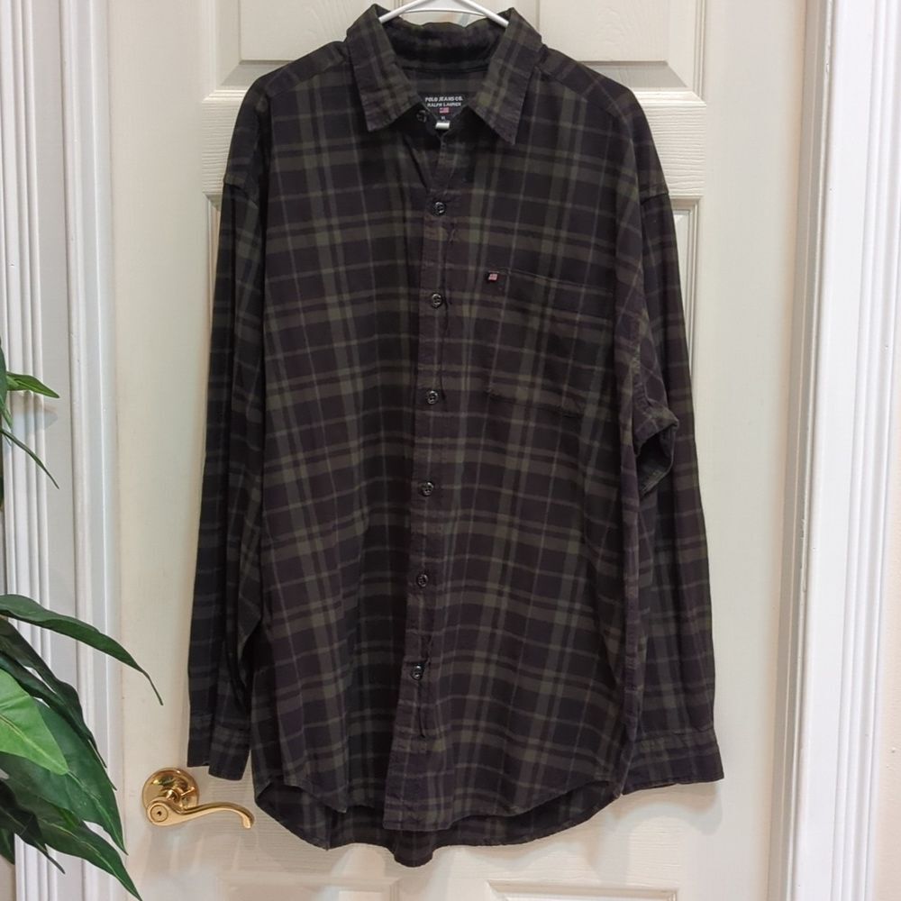 Polo Jeans Co. Ralph Lauren Long Sleeve Button Down Plaid Shirt Size XL